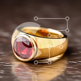 Intra Συλλεκτικό Ξύλινο Παζλ Plywood  4mm - Χρυσό δαχτυλίδι με κόκκινο πολύτιμο λίθο Σε Ξύλινο Κουτί - Διαστάσεις: 10x10 cm – 25 κομμάτια