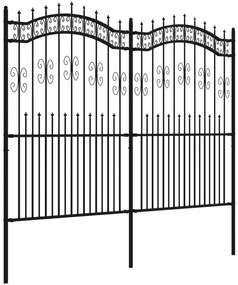 vidaXL Φράχτης Κήπου με Κορυφή Δόρυ Μαύρος 240x175 εκ. Ατσάλι με Ηλεκτροστατική Βαφή