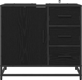 vidaXL Ντουλάπι Μπάνιου Μαύρη Οξυά 65 x 33 x 60 εκ Επεξεργασμένο Ξύλο