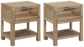 vidaXL Κομοδίνα με Συρτάρια 2 Τεμ. 40x30x48 εκ. από Μασίφ Ξύλο Ακακίας