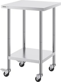 VEVOR Stainless Steel Work Table Commercial Prep Table 24x24 Inch With 4 Casters