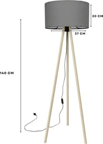 Φωτιστικό Δαπέδου Γκρι / Δρυς AYD 38x38x140
