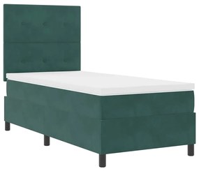 vidaXL Κρεβάτι με ελατήρια Σκούρο πράσινο 90 x 200 cm Βελούδο