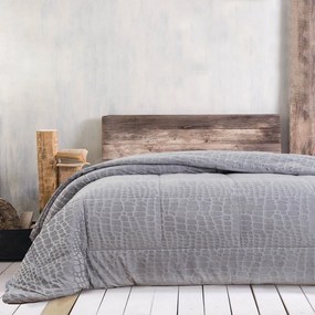 Κουβερτοπάπλωμα Croco Velvet Light Grey Ρυθμός Ημίδιπλο 160x220cm Velvet