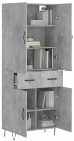 vidaXL Ντουλάπι Γκρι Σκυροδέματος 69,5x34x180 εκ. Επεξεργασμένο Ξύλο