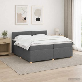 vidaXL Κρεβάτι box spring με στρώμα Σκούρο Γκρι 200 x 200 cm Ύφασμα