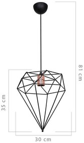 Φωτιστικό οροφής PWL-1022 pakoworld Ε27 μαύρο Φ30x81εκ