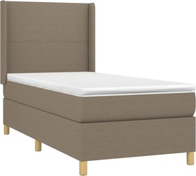 vidaXL Κρεβάτι Boxspring με Στρώμα Taupe 90x200 εκ. Υφασμάτινο