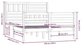 Πλαίσιο Κρεβατιού 120 x 190 εκ. από Μασίφ Ξύλο Small Double - Καφέ