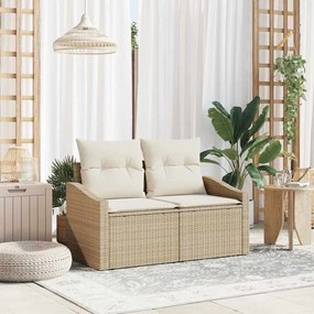 vidaXL Καναπές Κήπου με μαξιλάρι Μπεζ 123 x 62 x 69εκ συνθετικό ρατάν
