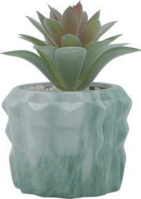 Τεχνητό Φυτό σε Μοντέρνο Κεραμικό Πράσινο Γλαστράκι 7x13cm