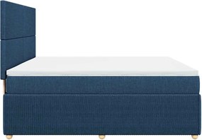 vidaXL Κρεβάτι Boxspring με Στρώμα Μπλε 180x200 εκ. Υφασμάτινο