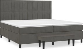 vidaXL Κρεβάτι Boxspring με Στρώμα Σκούρο Γκρι 200x200 εκ. Βελούδινο