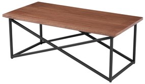 COFFEE TABLE  MDF WITH WALNUT WOOD VENEER TOP-BLACK METAL BASE 120x60x45,5Hcm.