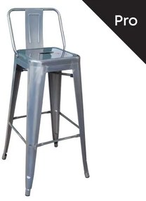 RELIX Σκαμπό Bar-Pro με Πλάτη, Μέταλλο Βαφή σε Απόχρωση Metal με Διακοσμητική Σκουριά