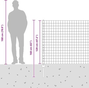 vidaXL Περίφραξη Euro με Στήλη 25 x 1,2 μ Γαλβανισμένος Χάλυβας Ασημί