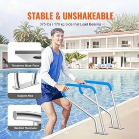 VEVOR Pool Handrail 39 x 32 inch Stainless Steel with Base Plate for Spas
