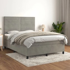 ΚΡΕΒΑΤΙ BOXSPRING ΜΕ ΣΤΡΩΜΑ ΑΝΟΙΧΤΟ ΓΚΡΙ 140X190 ΕΚ. ΒΕΛΟΥΔΙΝΟ 3143079