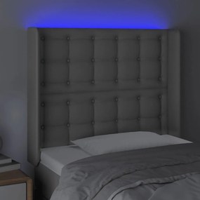 Κεφαλάρι Κρεβατιού LED Γκρι 93x16x118/128 εκ. Συνθετ. Δέρμα - Γκρι