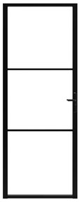 Πόρτα Εσωτερική Μαύρη 76 x 201,5 εκ. από Γυαλί ESG / Αλουμίνιο - Μαύρο
