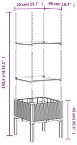 Ζαρντινιέρα Κήπου με Καφασωτό Μαύρο 40 x 40 x 142,5 εκ. από PP - Μαύρο