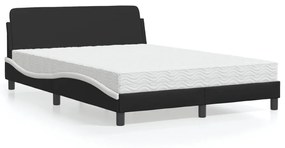 vidaXL Κρεβάτι με Στρώμα Μαύρο/Λευκό 140x200 εκ. από Συνθετικό Δέρμα