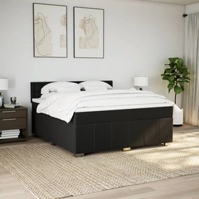 vidaXL Κρεβάτι Boxspring με Στρώμα Μαύρο 180x200 εκ. Υφασμάτινο