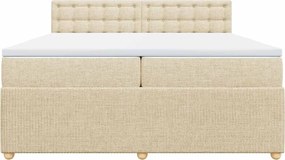 vidaXL Κρεβάτι Boxspring με Στρώμα Κρεμ 200x200 εκ. Υφασμάτινο