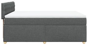 vidaXL Κρεβάτι Boxspring με Στρώμα Σκούρο Γκρι 140x200 εκ Υφασμάτινο