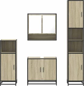 vidaXL Σετ Επίπλων Μπάνιου 4 Τεμαχίων Sonoma Δρυς Επεξεργασμένο Ξύλο
