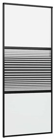 vidaXL Συρόμενη Πόρτα Μαύρο 90 x 205 cm Tempered γυαλί, Αλουμίνιο