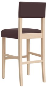 Καρέκλες Μπαρ 2 τεμ. Μασίφ Καουτσουκόδεντρο / Συνθετικό Δέρμα - Καφέ