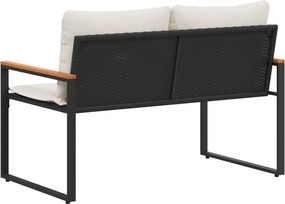 vidaXL παγκάκι Μαύρο και Κρεμ Λευκό 115 x 65 x 72 εκ. Ρατάν
