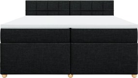vidaXL Κρεβάτι Boxspring με Στρώμα Μαύρο 200x200 εκ. Υφασμάτινο