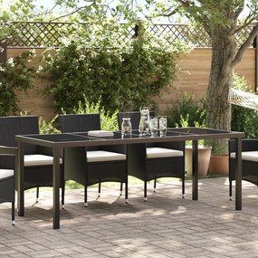 vidaXL Κήπος Τραπέζι Μαύρο 200x80x73 εκ Γυαλί ανθεκτικό στη θερμότητα