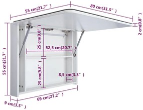 ΝΤΟΥΛΑΠΙ ΜΠΑΝΙΟΥ ΜΕ ΚΑΘΡΕΦΤΗ ΚΑΙ ΦΩΤΙΣΜΟ LED 80 X 11 X 55 ΕΚ. 285120