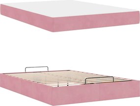 vidaXL Σκελετός κρεβατιού με στρώμα 2 pcs Ροζ Βελούδο