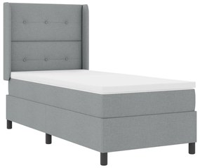 vidaXL Κρεβάτι Box Spring με Στρώμα  σε Ανοιχτό Γκρι 90x190 εκ. Υφάσματος