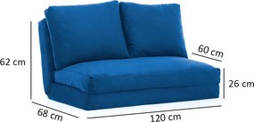 Διθέσιος Καναπές Κρεβάτι Μπλε DIVIR 68x120x62
