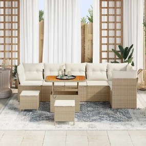 vidaXL Σετ Καναπέ Κήπου 9 τεμ. 6-Αριθμός καθισμάτων μπεζ και κρεμ
