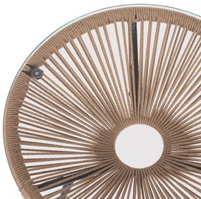 Τραπέζι Βοηθητικό Allegra Μαύρο Μέταλλο Με Twisted Wicker Φυσικό Φ47Χ45Υεκ.