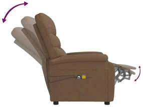 vidaXL Πολυθρόνα Μασάζ Ηλεκτρική Καφέ Υφασμάτινη