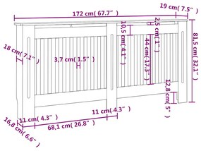 vidaXL Κάλυμμα Καλοριφέρ Λευκό 172 εκ. από MDF