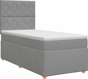 vidaXL Κρεβάτι box spring με στρώμα Ανοιχτό γκρι 90 x 190 cm Ύφασμα