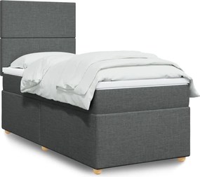 vidaXL Κρεβάτι Boxspring με Στρώμα Σκούρο Γκρι 100x200 εκ. Υφασμάτινο