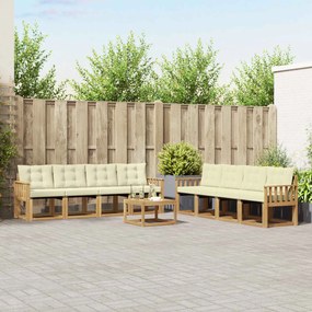 vidaXL Σειρά Καναπέ Εξωτερικού με μαξιλάρι 9 pcs Λευκό και Κρεμ
