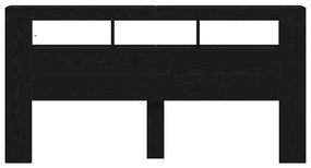 vidaXL LED κεφαλάρι με ράφι Μαύρη δρυς 200 x 18.5 x 103.5 εκ.