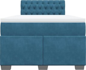 vidaXL Κρεβάτι Boxspring με Στρώμα Μπλε 120x200 εκ. Βελούδινο