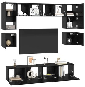 vidaXL Σετ επίπλου τηλεόρασης 8 pcs Μαύρη Δρυς 80 x 30 x 30 εκ.