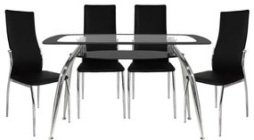 Σετ τραπεζαρίας C10060.02 5τμχ με Τραπέζι NORRIS 120x75x75εκ. &amp; Καρέκλες KIM Μαύρες